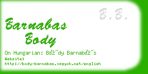 barnabas body business card